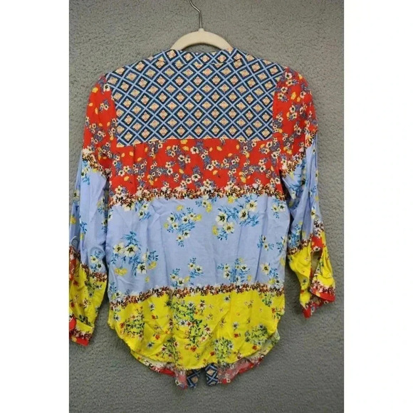 Fig & Flower Long Sleeve Button-Up Floral Blouse-P/S-Cottagecore-Mixed Prints - Picture 8 of 11